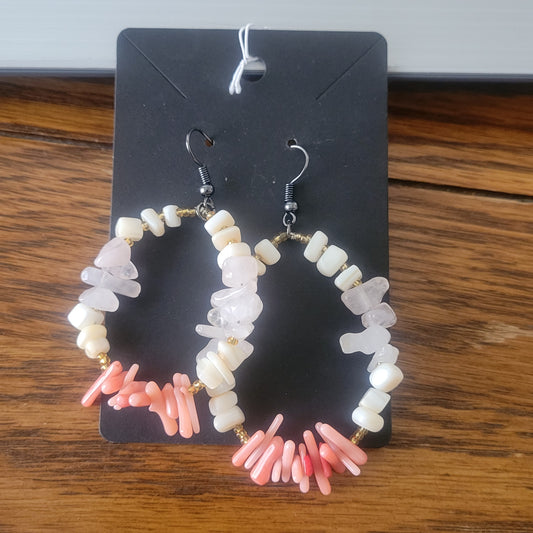 Large Coral Ring Earrings